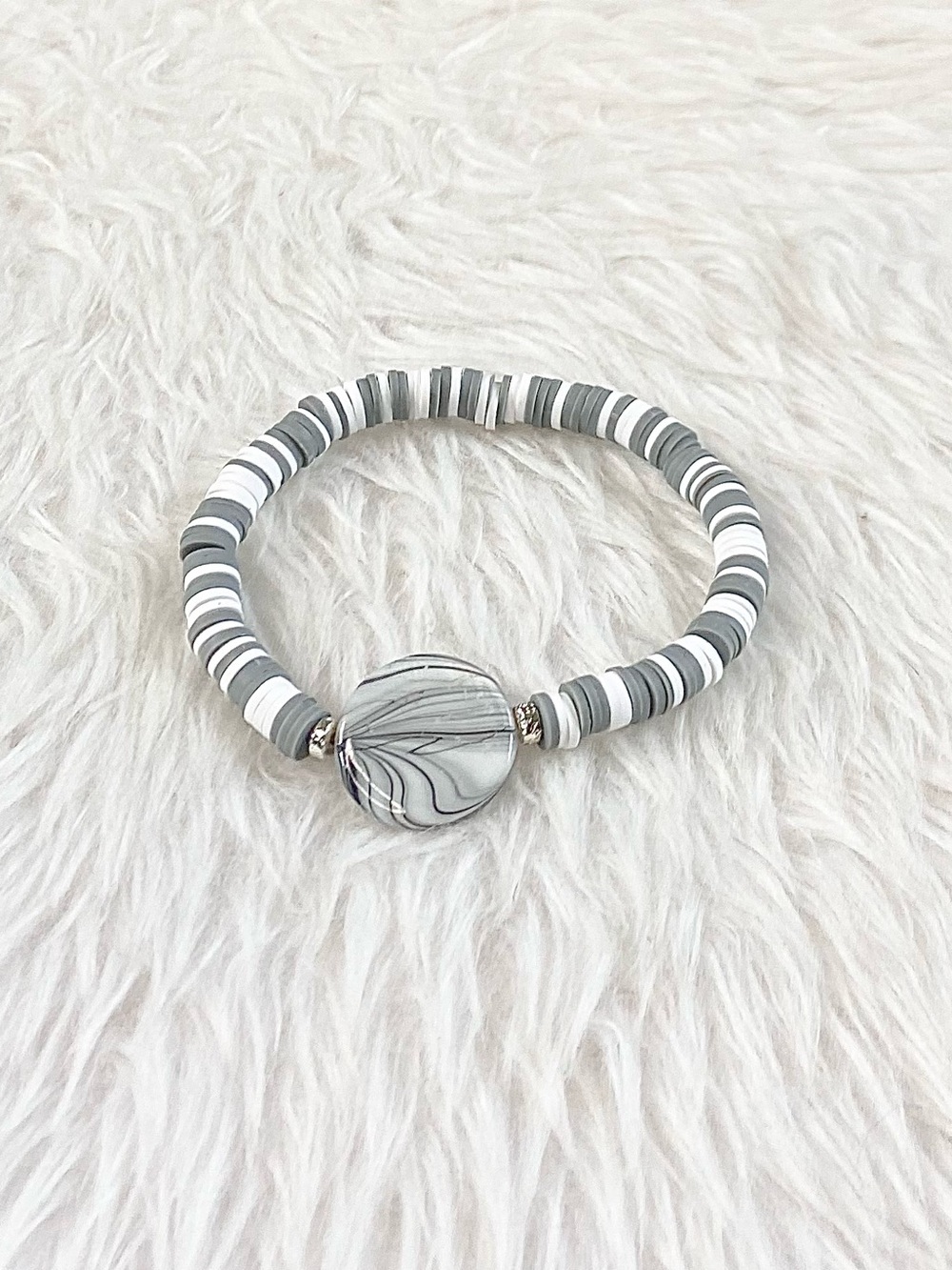 Marble Mist Heishi Stretch Bracelet